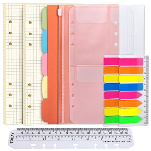 FANDAMEI A5 Papier Karierte Nachfüllpapier Set, 6 Löcher A5 Nachfüllbare Notizpapier 90 Blätter, 5 Stücke Farbige Trennblätter A5, 320 Stücke Haftnotizen Bunt, 2 Stücke Umschlägbeutel, 20CM Lineal FANDAMEI A5 Papier Karierte Nachfüllpapier Set, 6 Löcher A5 Nachfüllbare Notizpapier 90 Blätter, 5 Stücke Farbige Trennblätter A5, 320 Stücke Haftnotizen Bunt, 2 Stücke Umschlägbeutel, 20CM Lineal von FANDAMEI