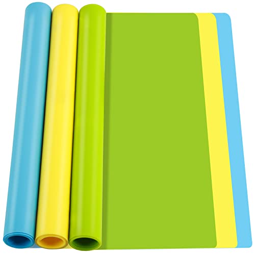 FANDAMEI 3 PCS Silikonmatte 30x40cm, Silikon Unterlage Matte Bastelmatte Silikonfolie Antihafte Rutschfeste Tischmatte Arbeitsmatte Thekenmatte, für Gießharz, Bastelarbeiten, DIY-Blau, Gelb, Grün von FANDAMEI