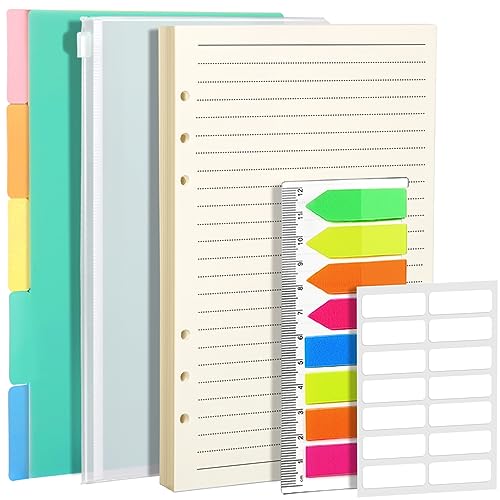 FANDAMEI A5 Papier Linierte Nachfüllbare Notizpapier Set, A5 Nachfüllpapiere Liniert 45 Blätter, 5 Stk. Ordner Trennblätter A5, Umschlägbeutel, 160 Stk. Haftnotizen, Etiketten Selbstklebend FANDAMEI A5 Papier Linierte Nachfüllbare Notizpapier Set, A5 Nachfüllpapiere Liniert 45 Blätter, 5 Stk. Ordner Trennblätter A5, Umschlägbeutel, 160 Stk. Haftnotizen, Etiketten Selbstklebend von FANDAMEI