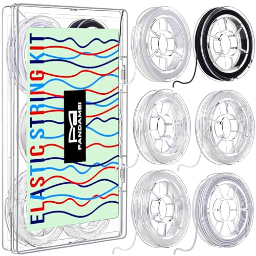 FANDAMEI Elastische Schnur für Armbänder, 6 Stück, elastische Armbandschnur, transparent, dehnbar, elastische Schnur für Perlen, Stretch-Perlenschnur für Schmuckherstellung, Armbandschnur, flache FANDAMEI Elastische Schnur für Armbänder, 6 Stück, elastische Armbandschnur, transparent, dehnbar, elastische Schnur für Perlen, Stretch-Perlenschnur für Schmuckherstellung, Armbandschnur, flache von FANDAMEI