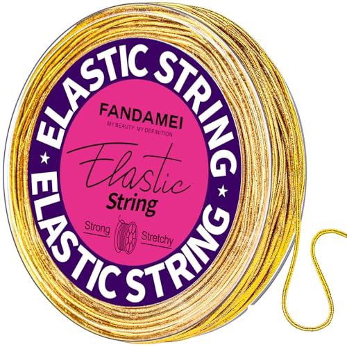FANDAMEI Gummiband Für Armbänder, Metallische Elastische Kordel Gold, Kordelband, Kordel Weihnachten, Goldfaden Zum Basteln, Elastische Goldfaden für DIY Handwerk Schmuckherstellung, 1.2mm x 15m, Gold FANDAMEI Gummiband Für Armbänder, Metallische Elastische Kordel Gold, Kordelband, Kordel Weihnachten, Goldfaden Zum Basteln, Elastische Goldfaden für DIY Handwerk Schmuckherstellung, 1.2mm x 15m, Gold von FANDAMEI