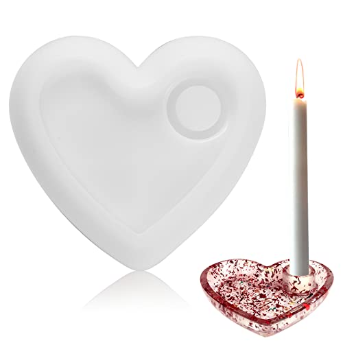 FANGCCC Silikonform Kerzenhalter Herz, Gießform Kerzenhalter Herzförmig 3D Gießformen Silikon mit Rillen Silikonformen für Stabkerze und Heimdekorationen von FANGCCC