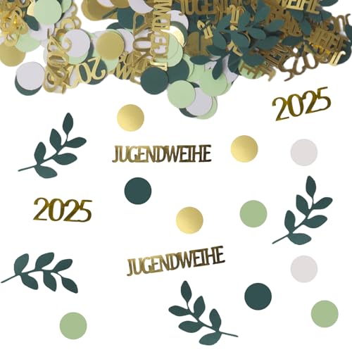 Jugendweihe Deko Konfetti, 200 Stück 2025 Jugend Weihe mit Blätter und Tupfen Set Tischdeko Jugend-Weihe Streudeko Jugendweihe Geschenke für Junge Mädchen von FANGCCC