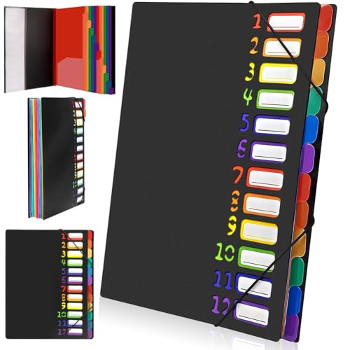 Dokumentenmappe A4 Tragbar Fächermappe mit 12 Fächern PP Kunststoff Pultordner mit Schreibtischorganisation und Aufbewahrung von Projektunterlagen Mit Klappen und Gummizug Dokumentenmappe A4 Tragbar Fächermappe mit 12 Fächern PP Kunststoff Pultordner mit Schreibtischorganisation und Aufbewahrung von Projektunterlagen Mit Klappen und Gummizug von FANGHENG