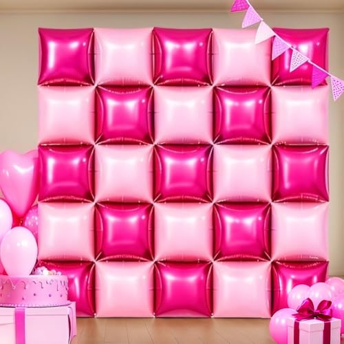 Pinke Party-Dekorationen, quadratische Folienballons, Wand, 25 Stück, Hochzeitshintergrund, doppelseitig, rosa Luftballons, Bogen-Set für Jahrestag, Junggesellinnenabschied, Geburtstag, Valentinstag Pinke Party-Dekorationen, quadratische Folienballons, Wand, 25 Stück, Hochzeitshintergrund, doppelseitig, rosa Luftballons, Bogen-Set für Jahrestag, Junggesellinnenabschied, Geburtstag, Valentinstag von FANGOS