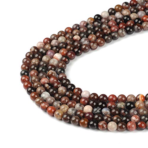 6 mm natürlicher versteinerter Holz-Edelstein, runde lose Perlen, Kristallstein, Armband, Halskette, Zubehör, Basteln für Schmuckherstellung, DIY, 1 Strang, 38,1 cm von FANGQUN