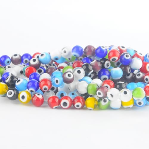 FANG QUN Glasperlen, böser Blick, oval, Lampwork, böser Blick, Seeblau, türkischer Evil Eye, Abstandshalter, Perlen, böser Blick, lose Perlen für Armbänder, Schmuckherstellung, 63 Stück FANG QUN Glasperlen, böser Blick, oval, Lampwork, böser Blick, Seeblau, türkischer Evil Eye, Abstandshalter, Perlen, böser Blick, lose Perlen für Armbänder, Schmuckherstellung, 63 Stück von FANGQUN