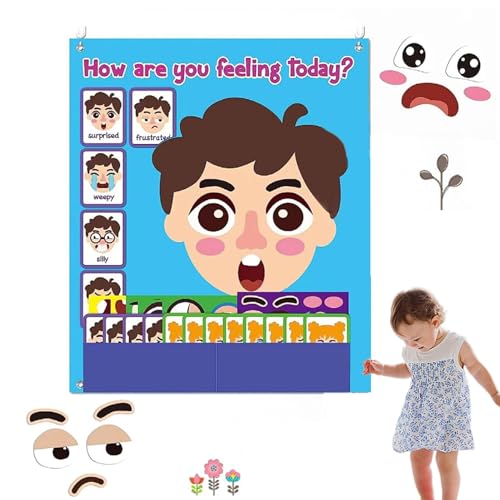 FANGZ Filzaufkleber für Kinder, Spiele mit lustigen Gesichtern - Filzaufkleber-Set mit lustigen Grimassen - Emotional Education Filz-Emoticon-Set für draußen, zu Hause, in der Schule, im Park und im von FANGZ