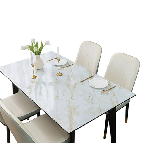 FANIVIN Haushalt Küche PVC Tischdecke Tischmatte Schreibtisch Tischfolie Tischschutz Matte Wasserdicht Hell Gold Marmor 80 * 140CM von FANIVIN