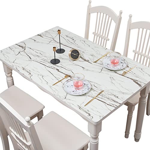 FANIVIN Haushalt Küche PVC Tischdecke Tischmatte Schreibtisch Tischfolie Tischschutz Matte Wasserdicht Weiß Stein 90 * 130CM von FANIVIN