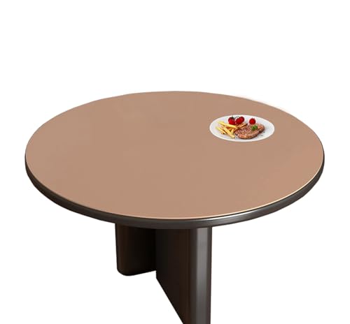 FANIVIN PU PVC Tischdecke Tischmatte Schreibtisch Tischfolie Rund Haushalt Küche Bürobedarf Doppelseitig Tischschutz Matte Wasserdicht Khaki+Grau 70cm von FANIVIN