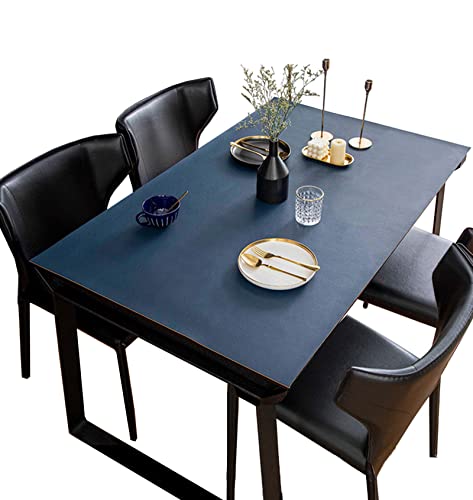 FANIVIN PU Tischdecke Tischmatte Schreibtisch Tischfolie Haushalt Küche Bürobedarf Doppelseitig Tischschutz Matte Wasserdicht Dunkel Blau+Orange 50 * 100cm von FANIVIN
