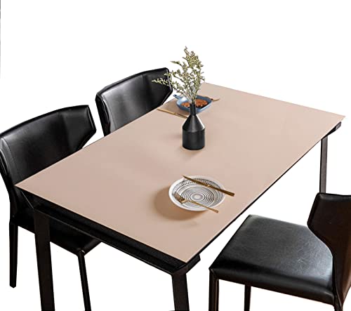 FANIVIN PU Tischdecke Tischmatte Schreibtisch Tischfolie Haushalt Küche Bürobedarf Doppelseitig Tischschutz Matte Wasserdicht Khaki+Orange 85 * 180cm von FANIVIN