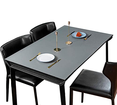 FANIVIN PU Tischdecke Tischmatte Schreibtisch Tischfolie Haushalt Küche Bürobedarf Doppelseitig Tischschutz Matte Wasserdicht Schwarz+Grau 80 * 200cm von FANIVIN