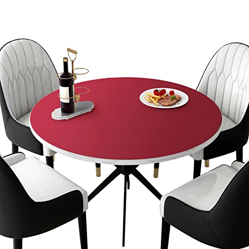 FANIVIN PU Tischdecke Tischmatte Schreibtisch Tischfolie Rund Haushalt Küche Bürobedarf Doppelseitig Tischschutz Matte Wasserdicht Schwarz+Rot 60cm von FANIVIN