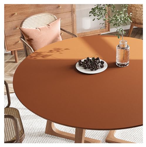 FANIVIN PU Tischdecke Tischmatte Tischfolie Schreibtisch Rund Haushalt Küche Bürobedarf Tischschutz Matte Einseitig Wasserdicht Multifunctional Braun 100cm von FANIVIN