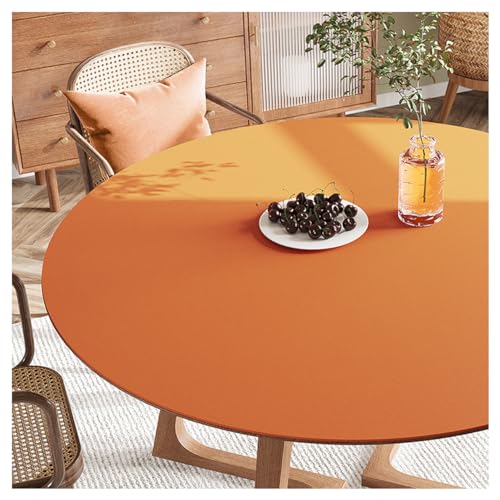 FANIVIN PU Tischdecke Tischmatte Tischfolie Schreibtisch Rund Haushalt Küche Bürobedarf Tischschutz Matte Einseitig Wasserdicht Multifunctional Orange 40cm von FANIVIN
