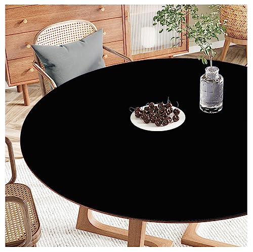 FANIVIN PU Tischdecke Tischmatte Tischfolie Schreibtisch Rund Haushalt Küche Bürobedarf Tischschutz Matte Einseitig Wasserdicht Multifunctional Schwarz 50cm von FANIVIN