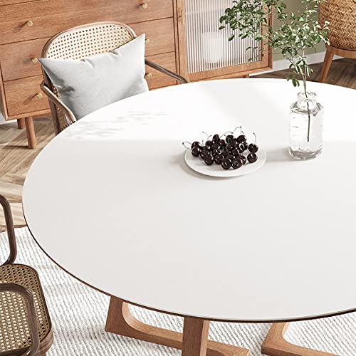 FANIVIN PU Tischdecke Tischmatte Tischfolie Schreibtisch Rund Haushalt Küche Bürobedarf Tischschutz Matte Einseitig Wasserdicht Multifunctional Weiß 60cm von FANIVIN