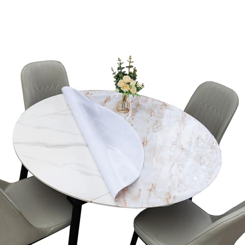 FANIVIN PVC Tischdecke Tischmatte Schreibtisch Tischfolie Schutzfolie Rund Durchmesser 60cm-120cm Wasserdicht Durable Hell Gold Marmor Rund Durchmesser 100CM von FANIVIN