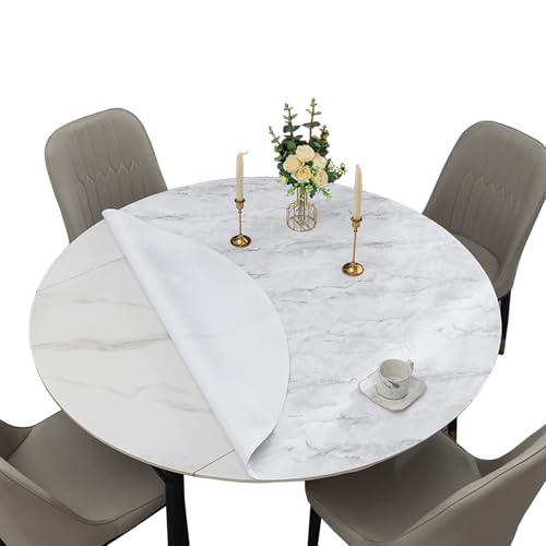 FANIVIN PVC Tischdecke Tischmatte Schreibtisch Tischfolie Schutzfolie Rund Durchmesser 60cm-120cm Wasserdicht Durable Weiß Marmor Rund Durchmesser 100CM von FANIVIN