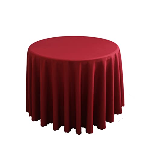 FANIVIN Polyester Tischdecke Tischtuch Tischwäsche Couchtisch Küchentischabdeckung Tafeltuch Rund Einfacher Stil Weinrot Durchmesser 160CM von FANIVIN