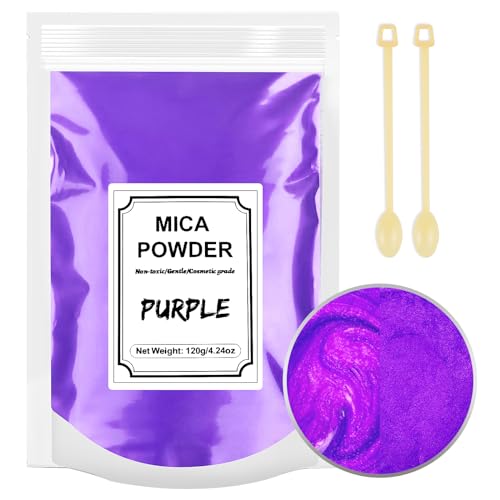 Epoxidharz Farbe 120g, Mica Pulver Natur Metallic Epoxidharz Pigment Seifenfarbe Set für Epoxidharz, Kerzenherstellung, Seifenherstellung, Badebombe, Make-up, Wachsschmelzen, Schleim (Lila) von FANKOO