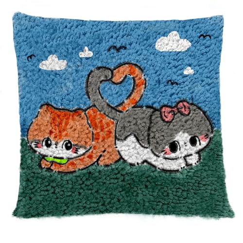 FANKXIUXI Knüpfkissen Set mit DIY Latch Hook Kissen Kit Liebevolle Katze,Knüpfteppich Für Kinder 43cm×43cm (A10) FANKXIUXI Knüpfkissen Set mit DIY Latch Hook Kissen Kit Liebevolle Katze,Knüpfteppich Für Kinder 43cm×43cm (A10) von FANKXIUXI