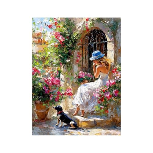 Diamond Painting Erwachsene, 5D Volldiamant Malen Nach Zahlen Frau mit Diamond Painting Zubehör 70 x 50 CM, Diamant Strasssteine Bastelset Erwachsene, DIY set für Wanddeko Wohnzimmer Hund 258-0687 Diamond Painting Erwachsene, 5D Volldiamant Malen Nach Zahlen Frau mit Diamond Painting Zubehör 70 x 50 CM, Diamant Strasssteine Bastelset Erwachsene, DIY set für Wanddeko Wohnzimmer Hund 258-0687 von FANLIGZU