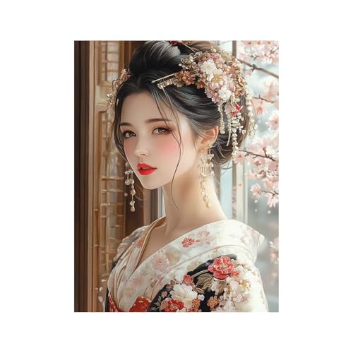 Diamond Painting Erwachsene, 5D Volldiamant Malen Nach Zahlen Geisha mit Diamond Painting Zubehör 80x60CM, Farbe Diamant Strasssteine Bastelset Erwachsene,DIY set für Wanddeko Wohnzimmer Frau 258-3758 Diamond Painting Erwachsene, 5D Volldiamant Malen Nach Zahlen Geisha mit Diamond Painting Zubehör 80x60CM, Farbe Diamant Strasssteine Bastelset Erwachsene,DIY set für Wanddeko Wohnzimmer Frau 258-3758 von FANLIGZU