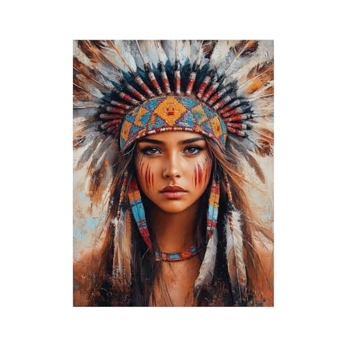 Diamond Painting Erwachsene, 5D Volldiamant Malen Nach Zahlen Indianer mit Diamond Painting Zubehör 55x40 cm, Diamant Strasssteine Bastelset Erwachsene, DIY set für Wanddeko Wohnzimmer Frau 258-0370 Diamond Painting Erwachsene, 5D Volldiamant Malen Nach Zahlen Indianer mit Diamond Painting Zubehör 55x40 cm, Diamant Strasssteine Bastelset Erwachsene, DIY set für Wanddeko Wohnzimmer Frau 258-0370 von FANLIGZU
