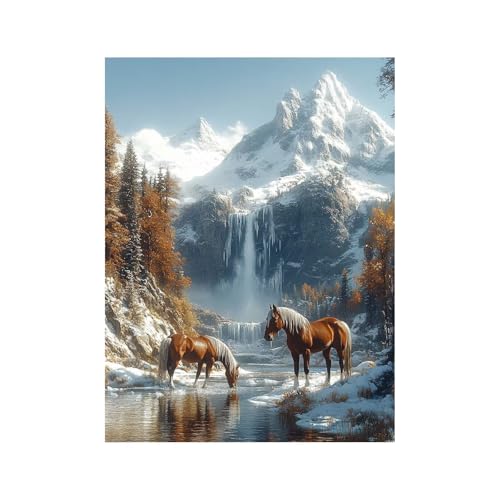 Diamond Painting Erwachsene, 5D Volldiamant Malen Nach Zahlen Schneeberg mit Diamond Painting Zubehör 55x40 CM, Diamant Strasssteine Bastelset Erwachsene,DIY set für Wanddeko Wohnzimmer Horse 258-1614 Diamond Painting Erwachsene, 5D Volldiamant Malen Nach Zahlen Schneeberg mit Diamond Painting Zubehör 55x40 CM, Diamant Strasssteine Bastelset Erwachsene,DIY set für Wanddeko Wohnzimmer Horse 258-1614 von FANLIGZU