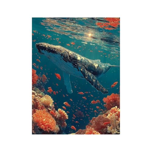Diamond Painting Erwachsene, 5D Volldiamant Malen Nach Zahlen Wal mit Diamond Painting Zubehör 70x50 CM, Farbe Diamant Strasssteine Bastelset Erwachsene, DIY set für Wanddeko Wohnzimmer Fisch 258-0809 Diamond Painting Erwachsene, 5D Volldiamant Malen Nach Zahlen Wal mit Diamond Painting Zubehör 70x50 CM, Farbe Diamant Strasssteine Bastelset Erwachsene, DIY set für Wanddeko Wohnzimmer Fisch 258-0809 von FANLIGZU