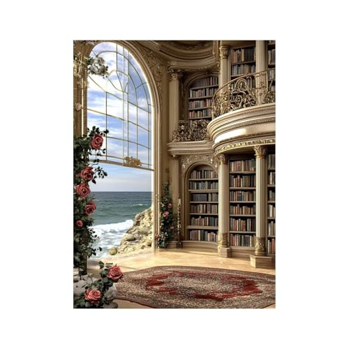 Diamond Painting Erwachsene, Diamant Painting Bilder BüCherregal, Diamond Malen Nach Zahlen Erwachsene 40 x 55cm, Strasssteine Landschaft Stickerei Embroidery Kit, Leinwand Bilder Zimmer Deko 258-4230 von FANLIGZU