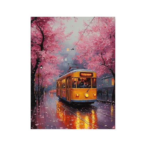 Diamond Painting Erwachsene, Diamant Painting Bilder KirschblüTen, 5D Diamond Malen Nach Zahlen Erwachsene 40x55CM, Strasssteine Stadt Stickerei Embroidery Kit,Leinwand Bilder Deko Wohnzimmer 258-0431 von FANLIGZU