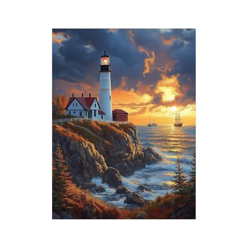 Diamond Painting Erwachsene, Diamant Painting Leuchtturm, Diamond Malen Nach Zahlen Erwachsene 40x55cm, Strasssteine Sonnenuntergang Stickerei Embroidery Kit, Leinwand Bilder Zimmer Deko 258-0854 Diamond Painting Erwachsene, Diamant Painting Leuchtturm, Diamond Malen Nach Zahlen Erwachsene 40x55cm, Strasssteine Sonnenuntergang Stickerei Embroidery Kit, Leinwand Bilder Zimmer Deko 258-0854 von FANLIGZU