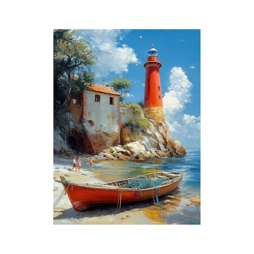 Diamond Painting Erwachsene, Volldiamant Malen Nach Zahlen Boot mit Diamond Painting Zubehör 135x100 CM, Diamant Strasssteine Bastelset Erwachsene, DIY set für Wanddeko Wohnzimmer Leuchtturm 258-0806 Diamond Painting Erwachsene, Volldiamant Malen Nach Zahlen Boot mit Diamond Painting Zubehör 135x100 CM, Diamant Strasssteine Bastelset Erwachsene, DIY set für Wanddeko Wohnzimmer Leuchtturm 258-0806 von FANLIGZU