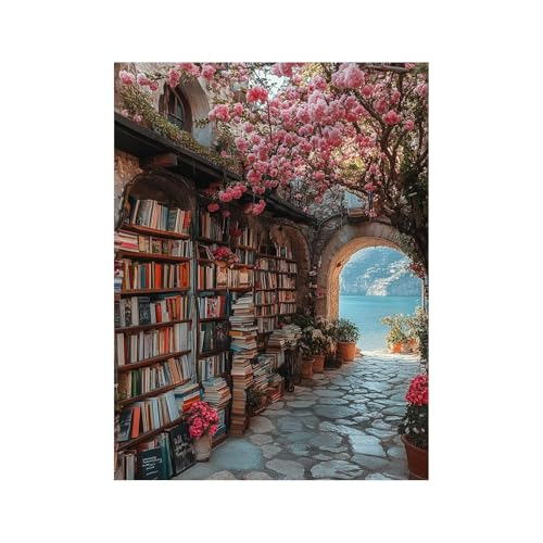 Diamond Painting Erwachsene, Volldiamant Malen Nach Zahlen BüCherregal mit Diamond Painting Zubehör 40x30 cm, Diamant Strasssteine Bastelset Erwachsene, DIY set für Wanddeko Wohnzimmer Blume 258-5260 von FANLIGZU
