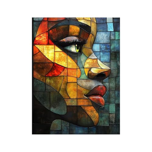 Diamond Painting Erwachsene, Volldiamant Malen Nach Zahlen Gesicht mit Diamond Painting Zubehör 70 x 50cm, Diamant Strasssteine Bastelset Erwachsene, DIY set für Wanddeko Wohnzimmer Abstrakt 258-0167 von FANLIGZU