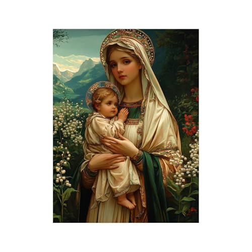 Diamond Painting Erwachsene, Volldiamant Malen Nach Zahlen Heilige Mutter mit Diamond Painting Zubehör 40x30 cm, Diamant Strasssteine Bastelset Erwachsene, DIY set für Deko Wohnzimmer Blume 258-1996 Diamond Painting Erwachsene, Volldiamant Malen Nach Zahlen Heilige Mutter mit Diamond Painting Zubehör 40x30 cm, Diamant Strasssteine Bastelset Erwachsene, DIY set für Deko Wohnzimmer Blume 258-1996 von FANLIGZU