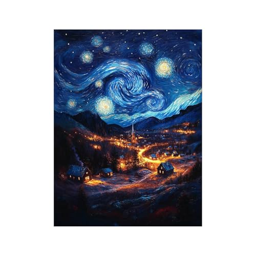 Diamond Painting Erwachsene, Volldiamant Malen Nach Zahlen Sternenhimmel mit Diamond Painting Zubehör 40x30CM, Strasssteine Bastelset Erwachsene, DIY set für Deko Wohnzimmer Kleine Stadt 258-0506 von FANLIGZU