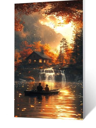 Diamond Painting Erwachsene Angeln, 5D Volldiamant Malen Nach Zahlen Sonnenuntergang mit Diamond Painting Zubehör 40x20 CM, Diamant Strasssteine Bastelset Erwachsene, DIY Set für Zimmer Deko FLZ-1752 von FANLIGZU