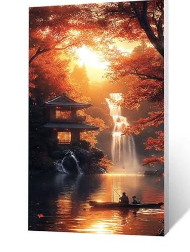 Diamond Painting Erwachsene Angeln Diamant Painting Bilder Wasserfall, 5D Malen Nach Zahlen Erwachsene mit Diamond 40 x 80 CM, DIY Strasssteine Stickerei Embroidery kit, Leinwand Bilder FLZ-1705 von FANLIGZU