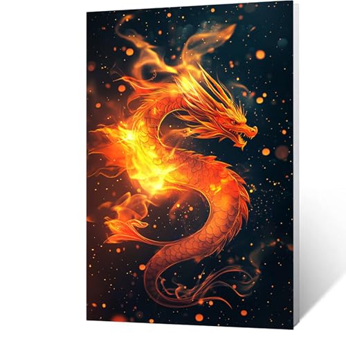 Diamond Painting Erwachsene Drachen, 5D Volldiamant Malen Nach Zahlen Tier mit Diamond Painting Zubehör, Runde Diamant Strasssteine Bastelset Erwachsene, DIY set für Zimmer Deko 30 x 40 cm Model-11772 von FANLIGZU