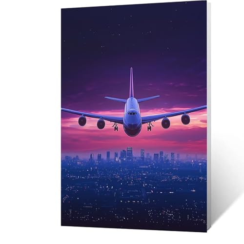 Diamond Painting Erwachsene Flugzeug Diamant Painting Bilder Stadt, 5D Malen Nach Zahlen Erwachsene mit Diamond, Runden Strasssteine Stickerei Embroidery kit, Wanddeko Wohnzimmer 100x135cm Model-14729 von FANLIGZU