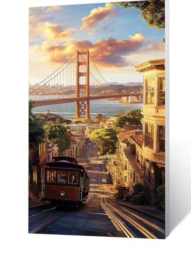 Diamond Painting Erwachsene Golden Gate Bridge Diamant Painting Bilder Stadt, 5D Malen Nach Zahlen Erwachsene mit Diamond 20x40cm, Strasssteine Stickerei Embroidery kit, Leinwand Bilder FLZ-4802 Diamond Painting Erwachsene Golden Gate Bridge Diamant Painting Bilder Stadt, 5D Malen Nach Zahlen Erwachsene mit Diamond 20x40cm, Strasssteine Stickerei Embroidery kit, Leinwand Bilder FLZ-4802 von FANLIGZU