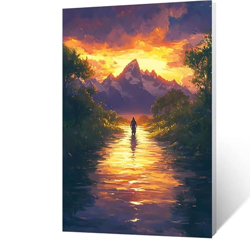 Diamond Painting Erwachsene Landschaft Diamant Painting Bilder Sonnenuntergang, 5D Malen Nach Zahlen Erwachsene mit Diamond, Quadrat Strasssteine Stickerei Embroidery kit, Wanddeko 40x55CM Model-12113 von FANLIGZU
