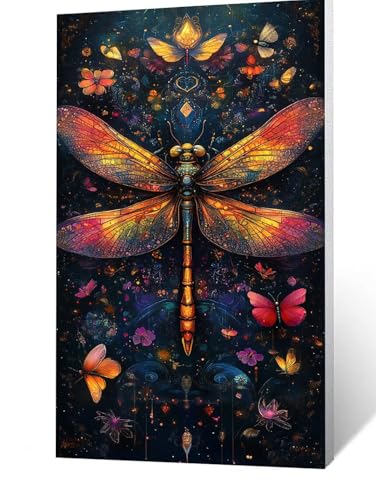 Diamond Painting Erwachsene Libelle Diamant Painting Bilder Blume, 5D Malen Nach Zahlen Erwachsene mit Diamond 40x80cm, Farbe Strasssteine Stickerei Embroidery kit, Leinwand Bilder Zimmer Deko FLZ1605 von FANLIGZU