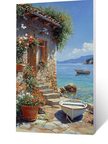 Diamond Painting Erwachsene Meerblick, 5D Volldiamant Malen Nach Zahlen Kabine mit Diamond Painting Zubehör 100x200 CM, Diamant Strasssteine Bastelset Erwachsene, DIY Set für Deko Wohnzimmer FLZ-1880 von FANLIGZU
