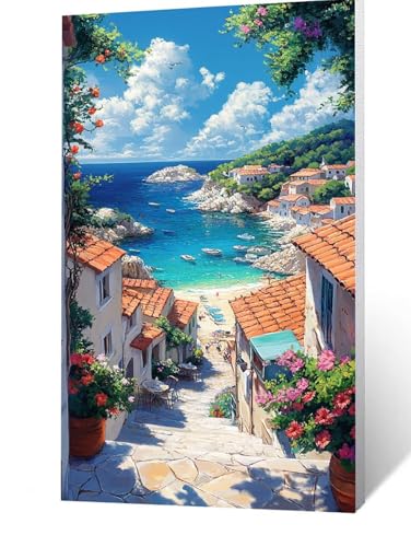 Diamond Painting Erwachsene Meerblick, 5D Volldiamant Malen Nach Zahlen Kleine Stadt mit Diamond Painting Zubehör 200x100 CM, Diamant Strasssteine Bastelset Erwachsene, DIY Set für Zimmer Deko FLZ2080 Diamond Painting Erwachsene Meerblick, 5D Volldiamant Malen Nach Zahlen Kleine Stadt mit Diamond Painting Zubehör 200x100 CM, Diamant Strasssteine Bastelset Erwachsene, DIY Set für Zimmer Deko FLZ2080 von FANLIGZU